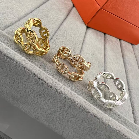 [ECHO ]GLOSSY FINISH SQUARE COMBINATION DOUBLE-LAYER PIG NOSE RING