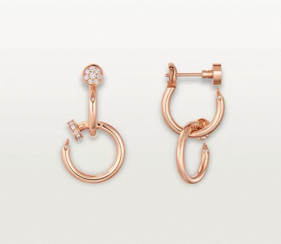[ECHO ]NAIL COLLECTION DIAMOND SET DOUBLE HOOP EARRINGS
