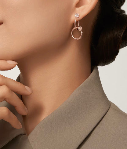 [ECHO ]NAIL COLLECTION DIAMOND SET DOUBLE HOOP EARRINGS