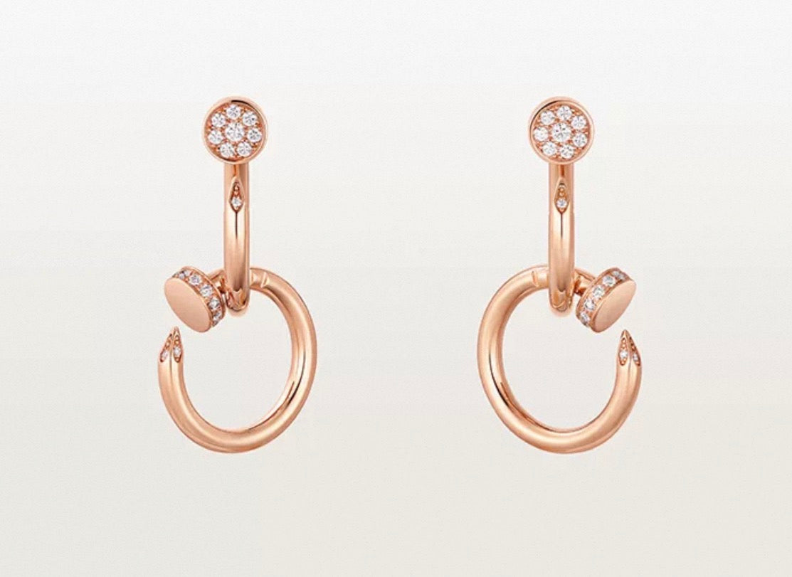 [ECHO ]NAIL COLLECTION DIAMOND SET DOUBLE HOOP EARRINGS