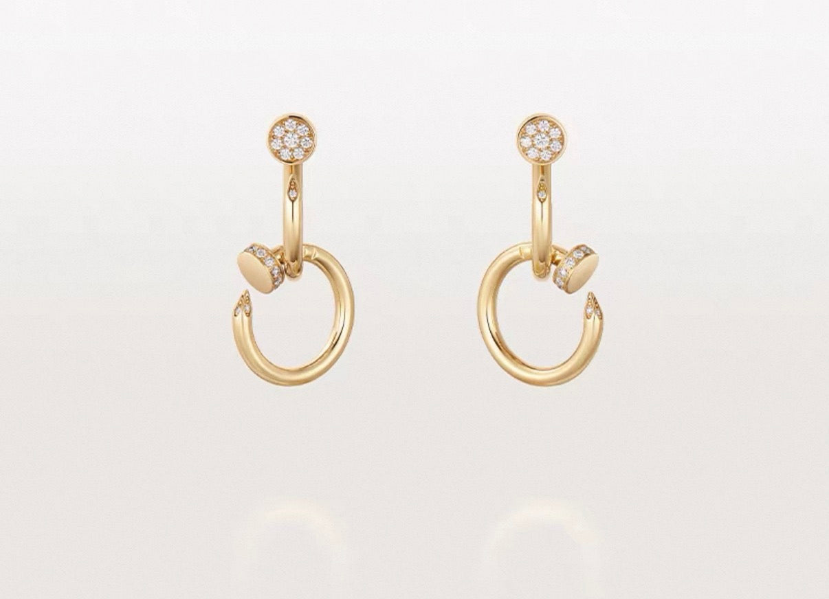 [ECHO ]NAIL COLLECTION DIAMOND SET DOUBLE HOOP EARRINGS