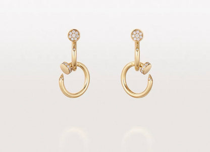 [ECHO ]NAIL COLLECTION DIAMOND SET DOUBLE HOOP EARRINGS