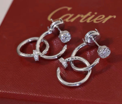 [ECHO ]NAIL COLLECTION DIAMOND SET DOUBLE HOOP EARRINGS