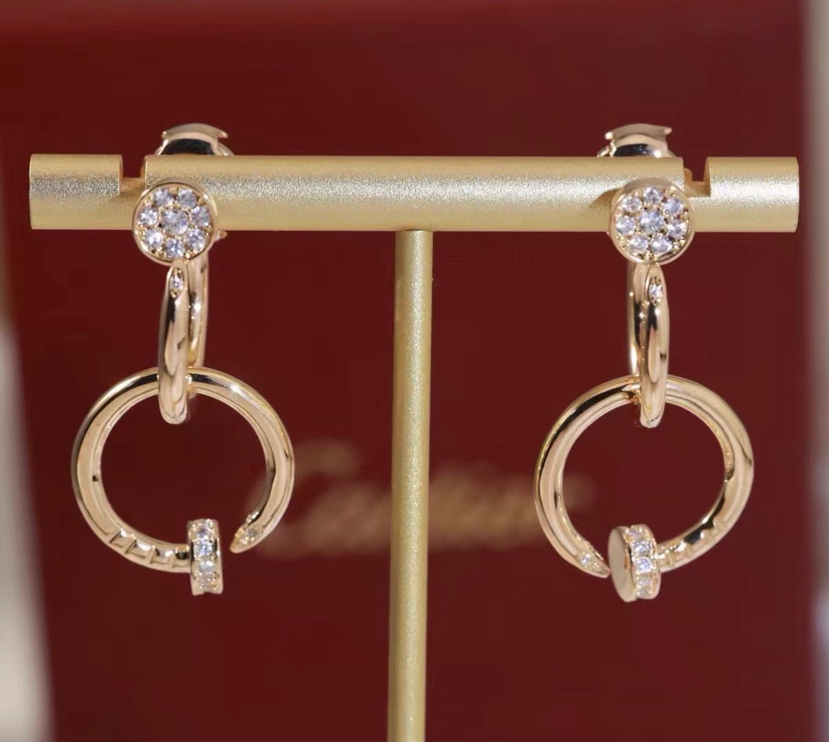 [ECHO ]NAIL COLLECTION DIAMOND SET DOUBLE HOOP EARRINGS