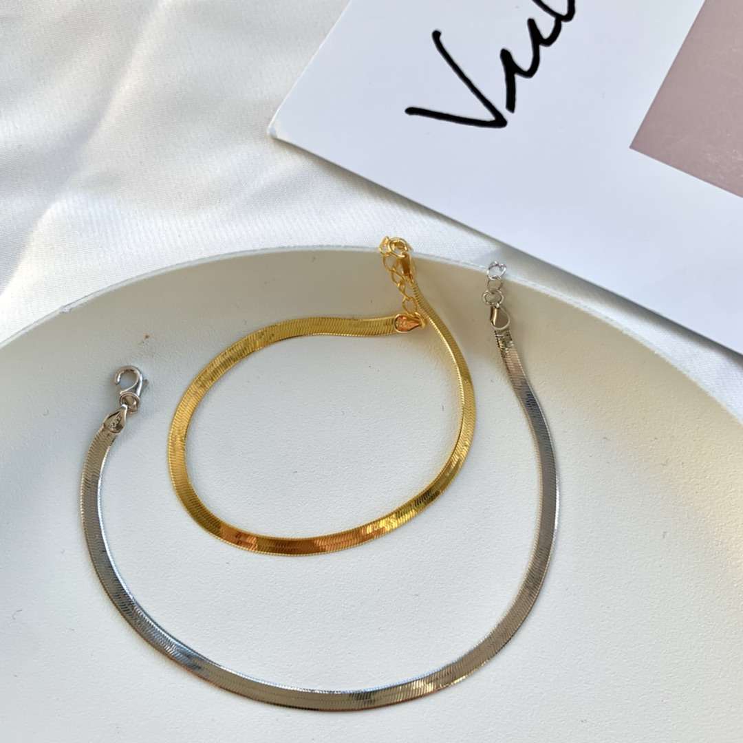 [ECHO ]Flat Snake Bone Chain Blade Necklace