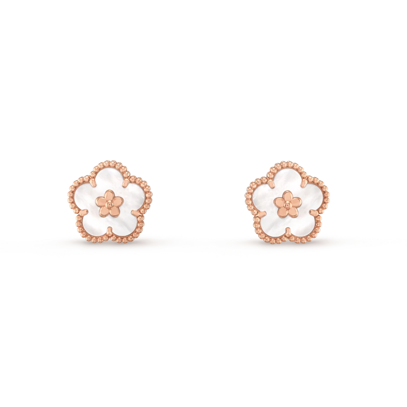 [ECHO ]LUCKY PINK GOLD WHITE MOP EARRINGS