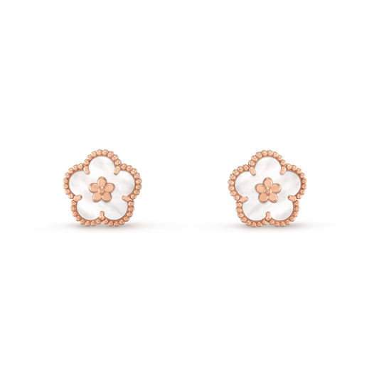 [ECHO ]LUCKY PINK GOLD WHITE MOP EARRINGS