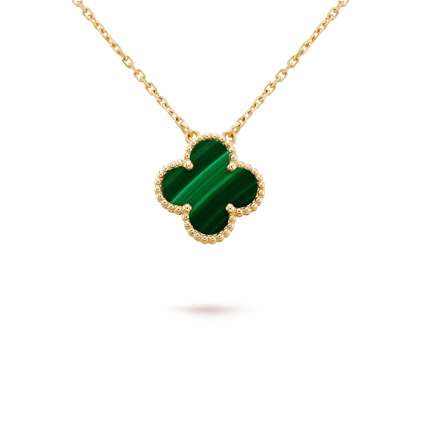 [ECHO ]CLOVER 15MM MALACHITE SINGLE FLOWER  NECKLACE