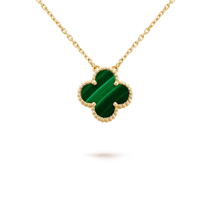 [ECHO ]CLOVER 15MM MALACHITE SINGLE FLOWER  NECKLACE