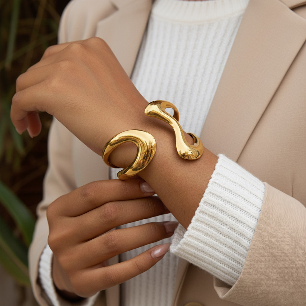 [Echo Fine]Lulu Sculpted Gold Bangle