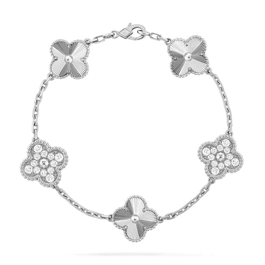 [ECHO ]CLOVER 5 MOTIF SILVER DIAMOND BRACELET