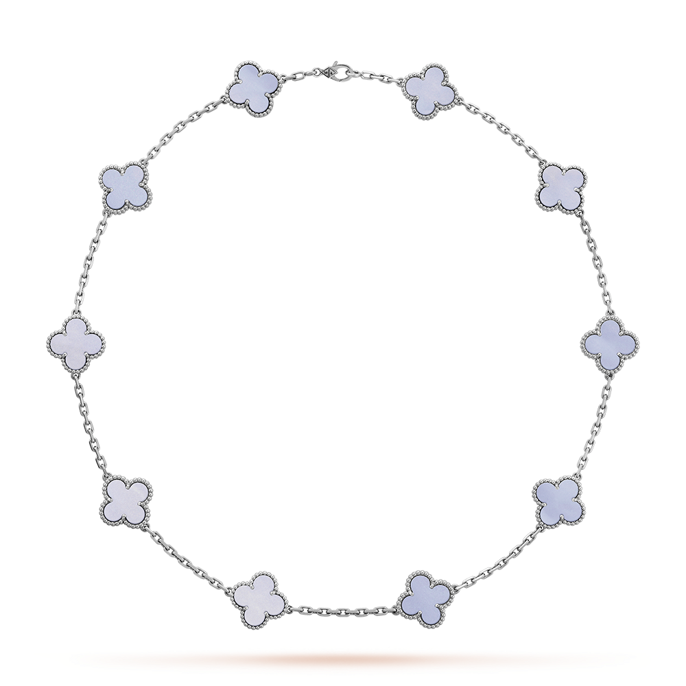 [ECHO ]CLOVER 10 MOTIFS BLUE CHALCEDONY NECKLACE