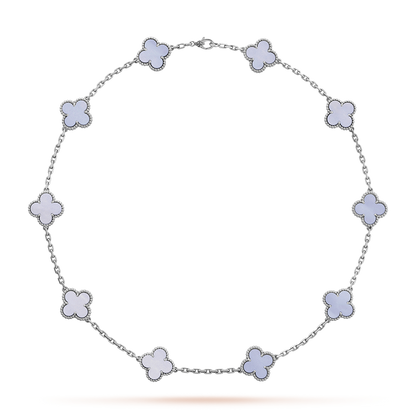 [ECHO ]CLOVER 10 MOTIFS BLUE CHALCEDONY NECKLACE