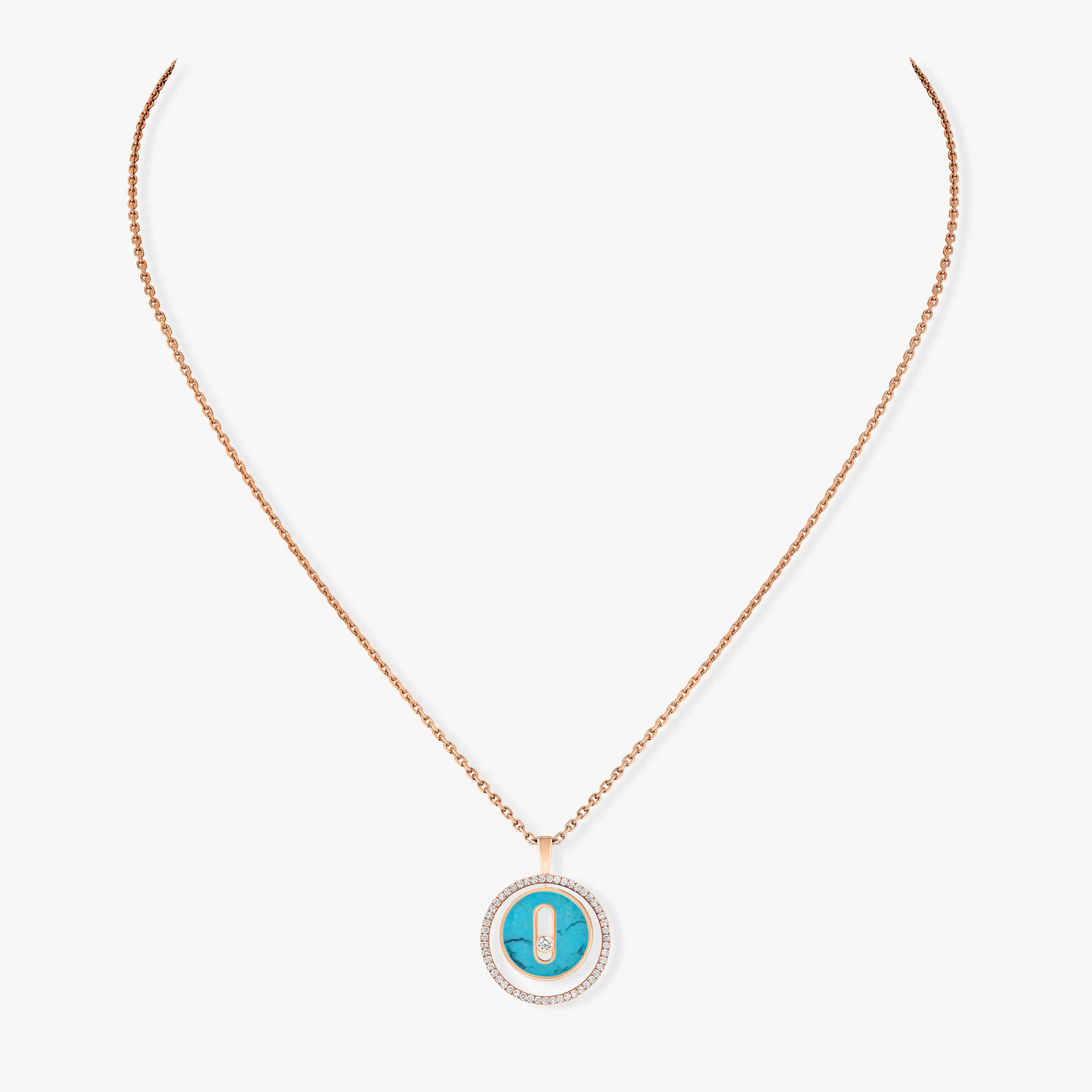 [ECHO]LUCKY MOVE 1 DIAMOND TURQUOISE PINK GOLD DIAMOND NECKLACE