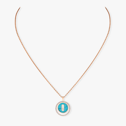 [ECHO]LUCKY MOVE 1 DIAMOND TURQUOISE PINK GOLD DIAMOND NECKLACE