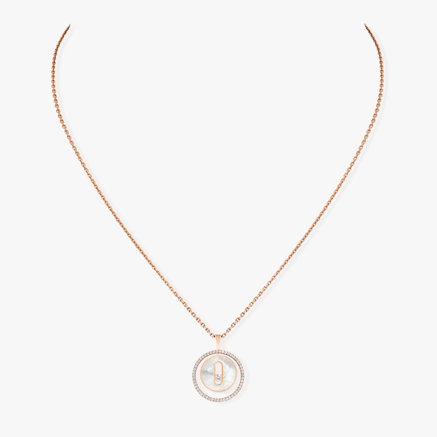 [ECHO]LUCKY MOVE 1 DIAMOND WHITE MOTHER OF PEARL PINK GOLD DIAMOND NECKLACE