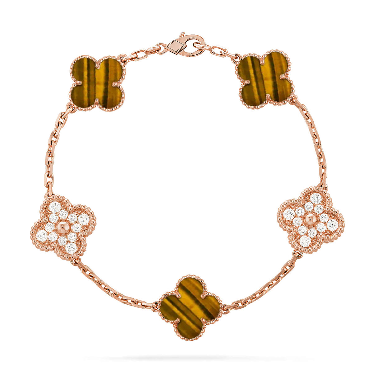 [ECHO ] CLOVER 5 MOTIFS TIGER EYE BRACELET COLLECTION