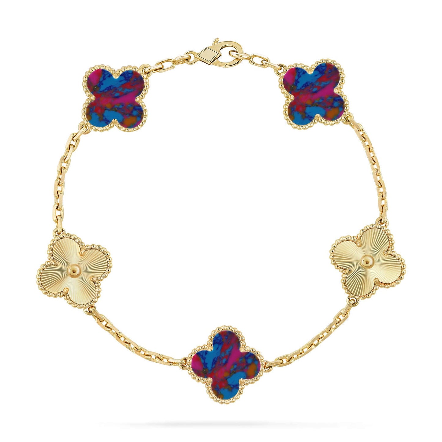 [ECHO ]CLOVER 5 MOTIF COLOR GEMSTONES BRACELET COLLECTION