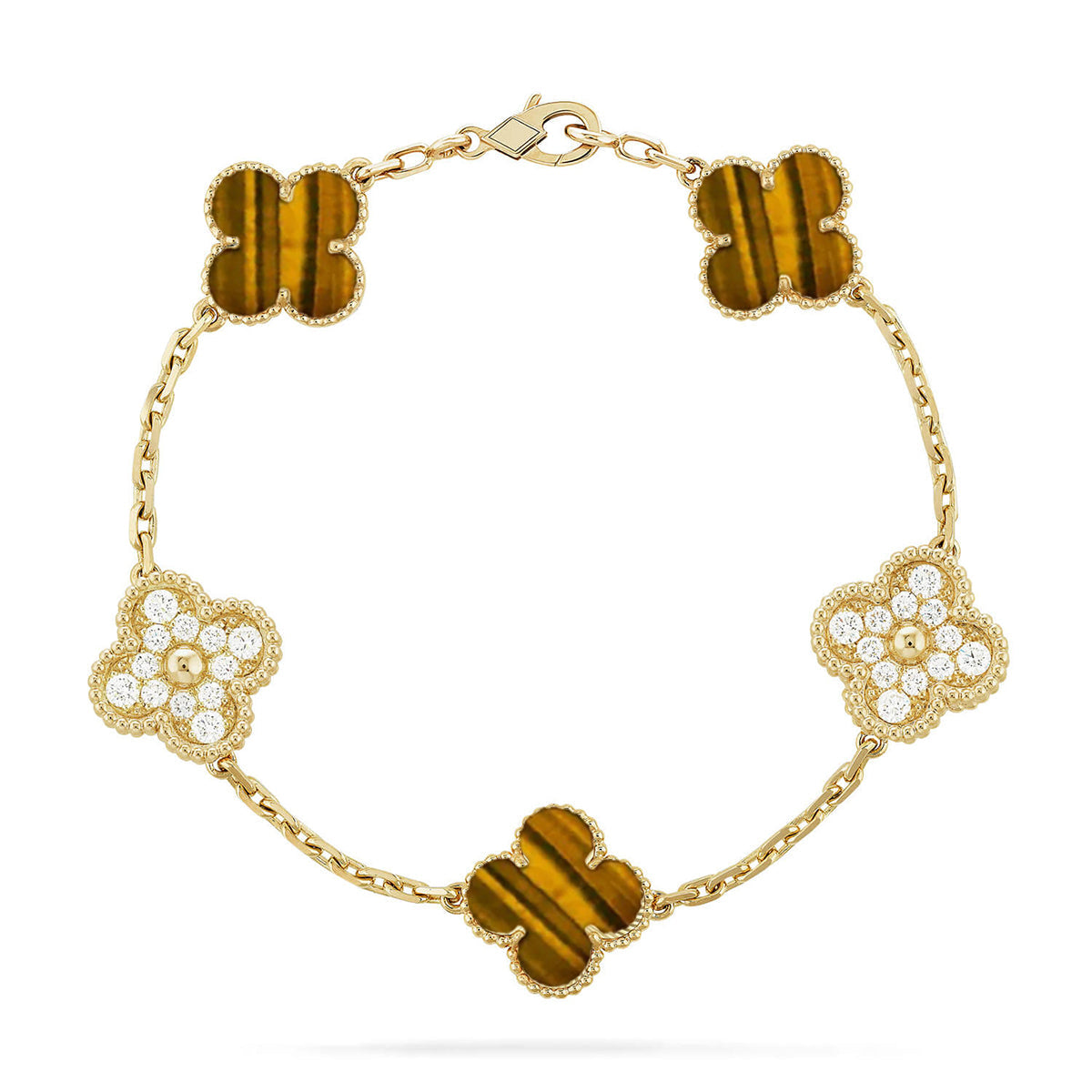 [ECHO ] CLOVER 5 MOTIFS TIGER EYE BRACELET COLLECTION