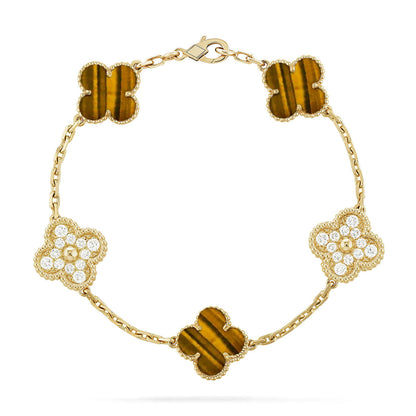 [ECHO ] CLOVER 5 MOTIFS TIGER EYE BRACELET COLLECTION