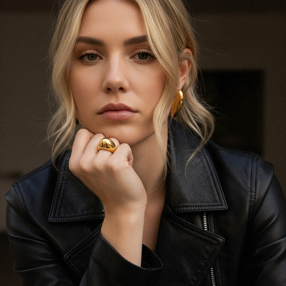 [Echo Fine]Aimee Chunky Heart Gold Earrings