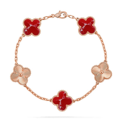 [ECHO ]CLOVER 5 MOTIF RED PATTERN BRACELET COLLECTION