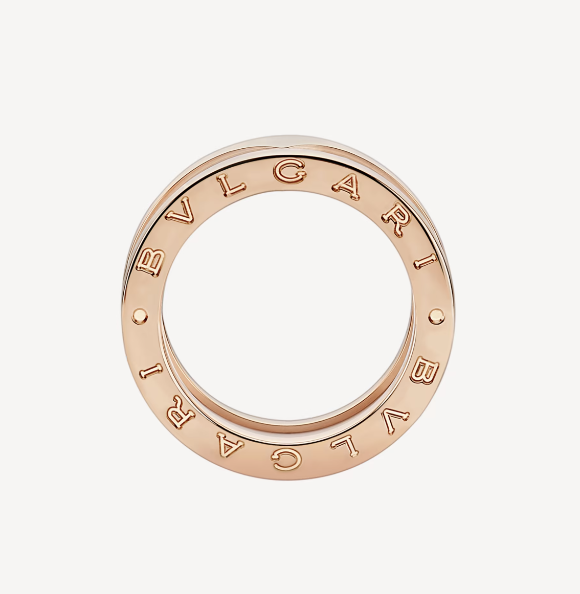 [ECHO ]ZERO 1 TWO-BAND LOOPS AND WHITE CERAMIC SPIRAL PINK GOLD RING
