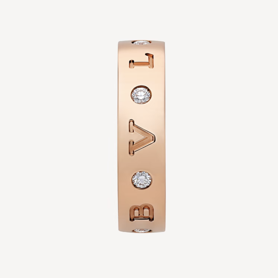 [ECHO ]ZERO 1 ESSENTIAL PINK GOLD BAND WITH DIAMONDS RING