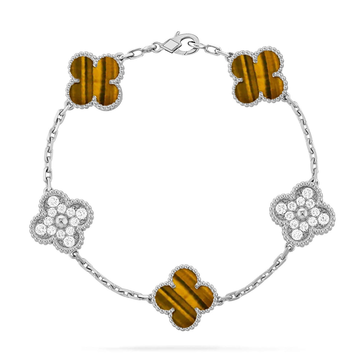 [ECHO ] CLOVER 5 MOTIFS TIGER EYE BRACELET COLLECTION