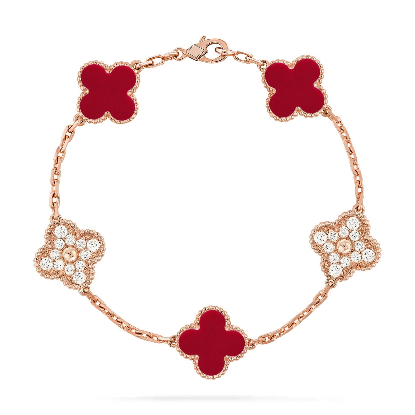 [ECHO ] CLOVER 5 MOTIF RED CORNELIAN BRACELET COLLECTION