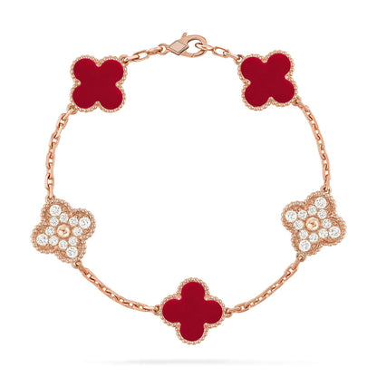 [ECHO ] CLOVER 5 MOTIF RED CORNELIAN BRACELET COLLECTION