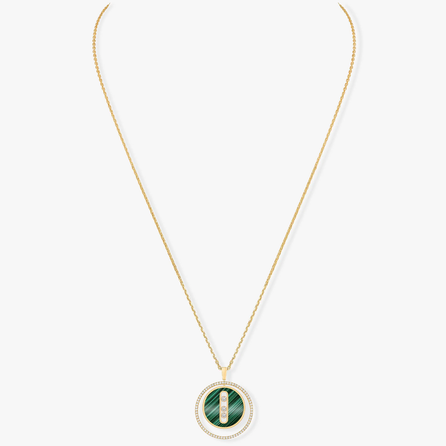 [ECHO]LUCKY MOVE 3 DIAMOND MALACHITE GOLD DIAMOND NECKLACE