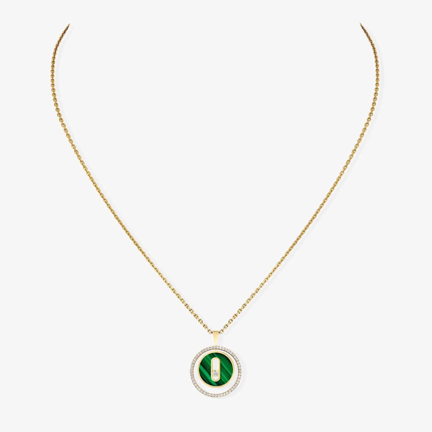 [ECHO]LUCKY MOVE 1 DIAMOND MALACHITE GOLD DIAMOND NECKLACE