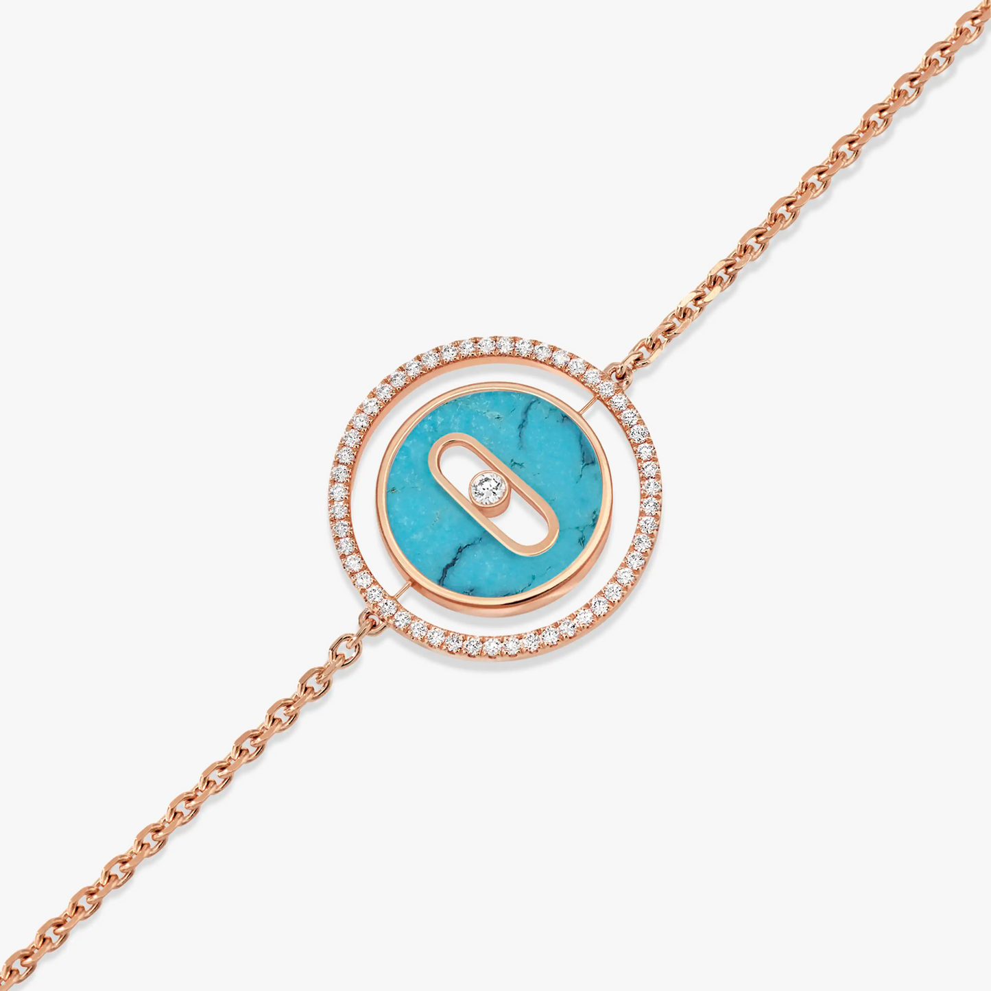 [ECHO]LUCKY MOVE TURQUOISE PINK GOLD DIAMOND BRACELET