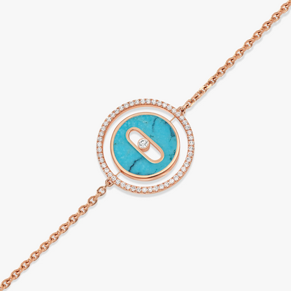 [ECHO]LUCKY MOVE TURQUOISE PINK GOLD DIAMOND BRACELET