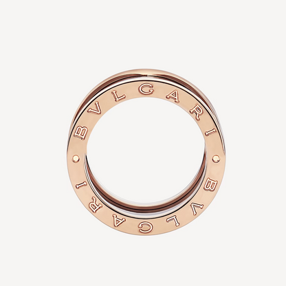 [ECHO ]ZERO 1 FOUR-BAND LOOPS AND BLACK CERAMIC SPIRAL PINK GOLD RING