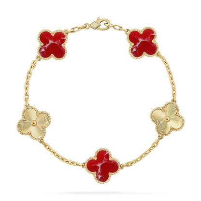 [ECHO ]CLOVER 5 MOTIF RED PATTERN BRACELET COLLECTION
