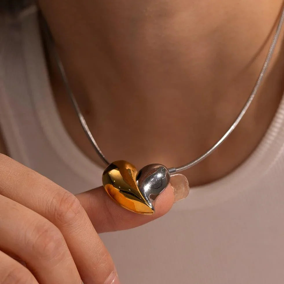 [Echo Fine]Dorothea Two Tone Heart Necklace