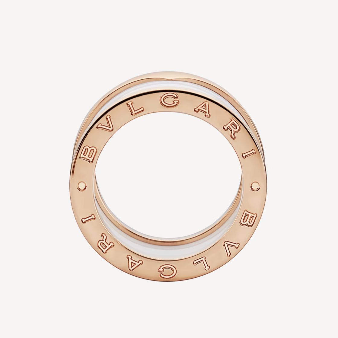 [ECHO ]ZERO 1 FOUR-BAND LOOPS AND WHITE CERAMIC SPIRAL PINK GOLD RING