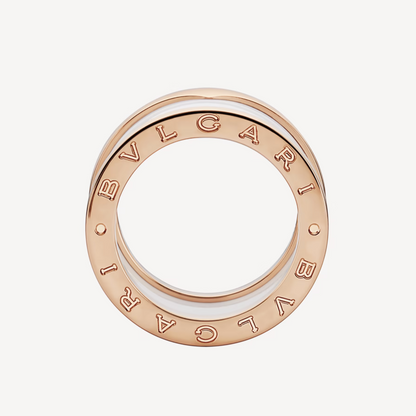 [ECHO ]ZERO 1 FOUR-BAND LOOPS AND WHITE CERAMIC SPIRAL PINK GOLD RING