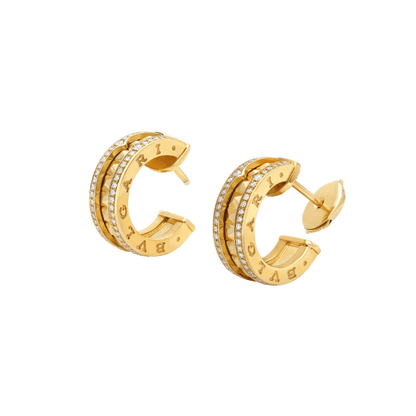 [ECHO ]ZERO 1 ROCK GOLD EARRINGS WITH STUDDED SPIRAL AND PAVED DIAMONDS