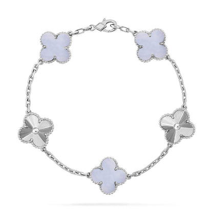 [ECHO ] CLOVER 5 MOTIF PURPLE CHALCEDONY BRACELET COLLECTION