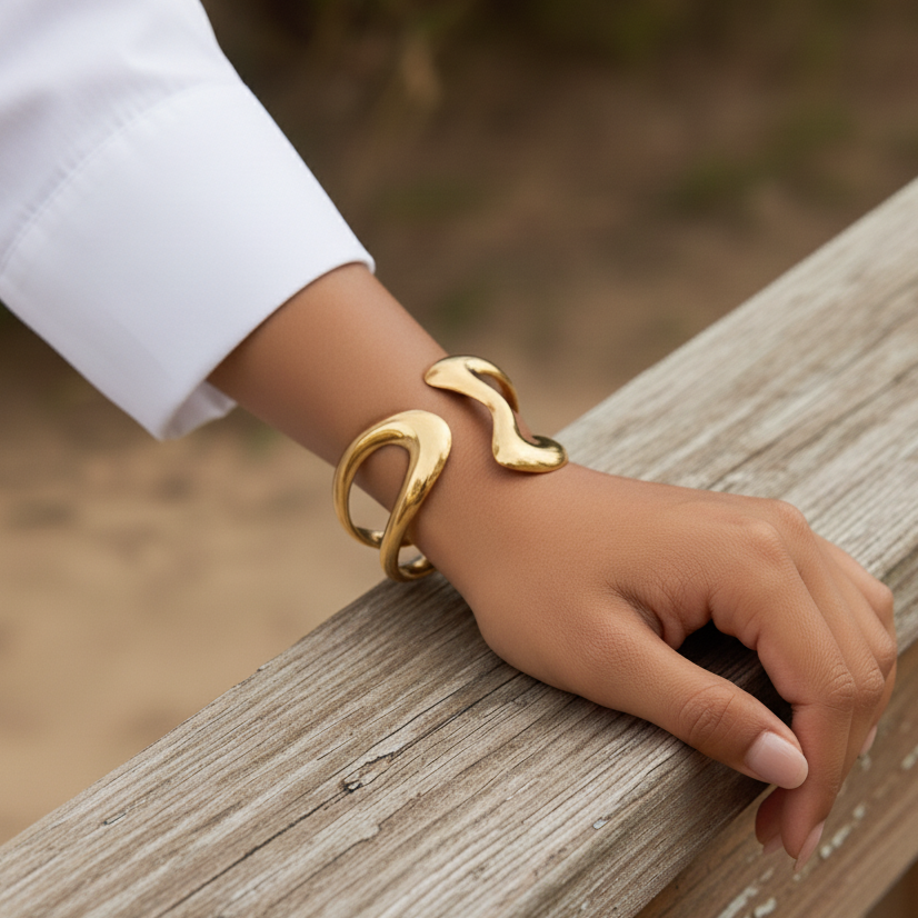 [Echo Fine]Lulu Sculpted Gold Bangle