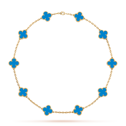 [ECHO ]CLOVER 10 MOTIFS BLUE AGATE NECKLACE