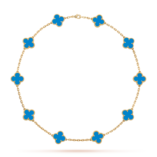 [ECHO ]CLOVER 10 MOTIFS BLUE AGATE NECKLACE