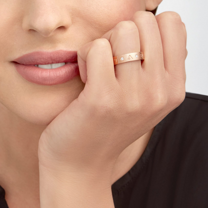 [ECHO ]ZERO 1 ESSENTIAL PINK GOLD BAND WITH DIAMONDS RING