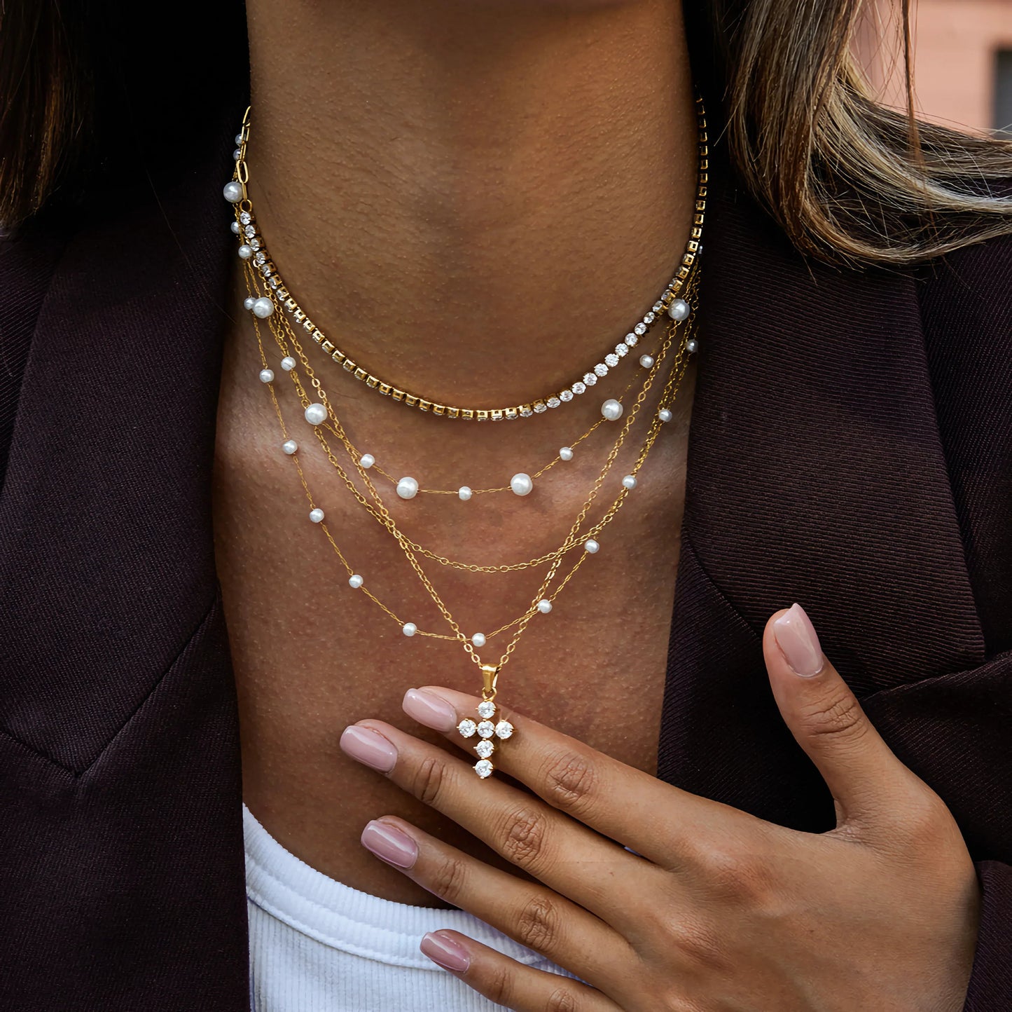 [Echo Fine]Wynter Diamond Cross Necklace