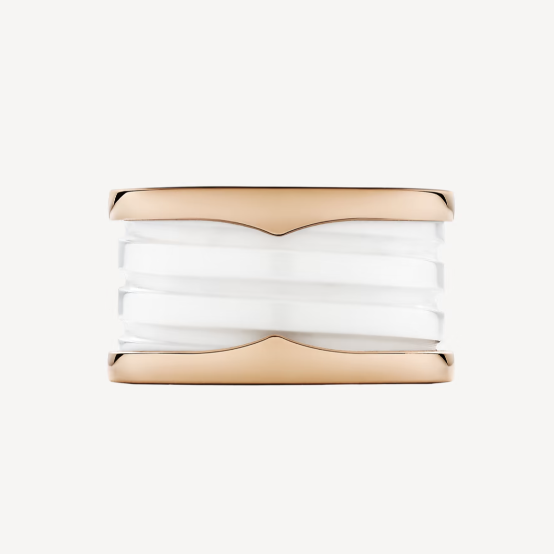 [ECHO ]ZERO 1 FOUR-BAND LOOPS AND WHITE CERAMIC SPIRAL PINK GOLD RING