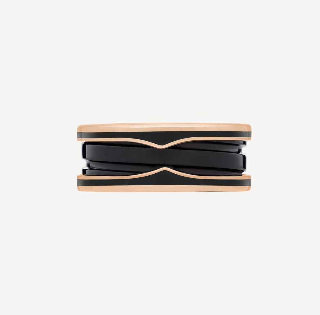 [ECHO ]ZERO 1 TWO-BAND WITH MATTE BLACK CERAMIC PINK GOLD RING