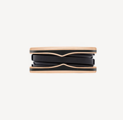 [ECHO ]ZERO 1 TWO-BAND WITH MATTE BLACK CERAMIC PINK GOLD RING